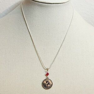 Capricorn Zodiac Pendant Necklace with Red Accent